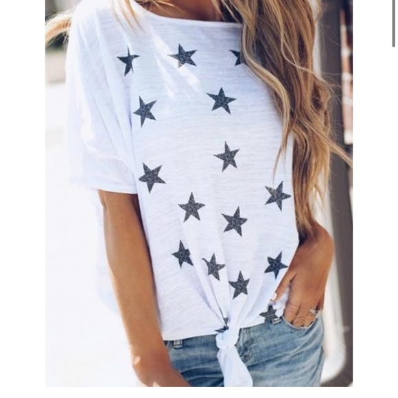 Tie-up star print top - Picture 1 of 4